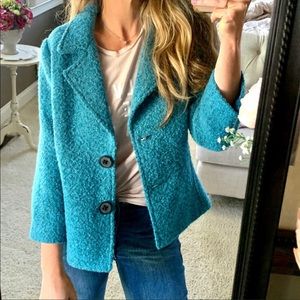 CABI | Wool Crop Pea Coat Teal Blue Blazer